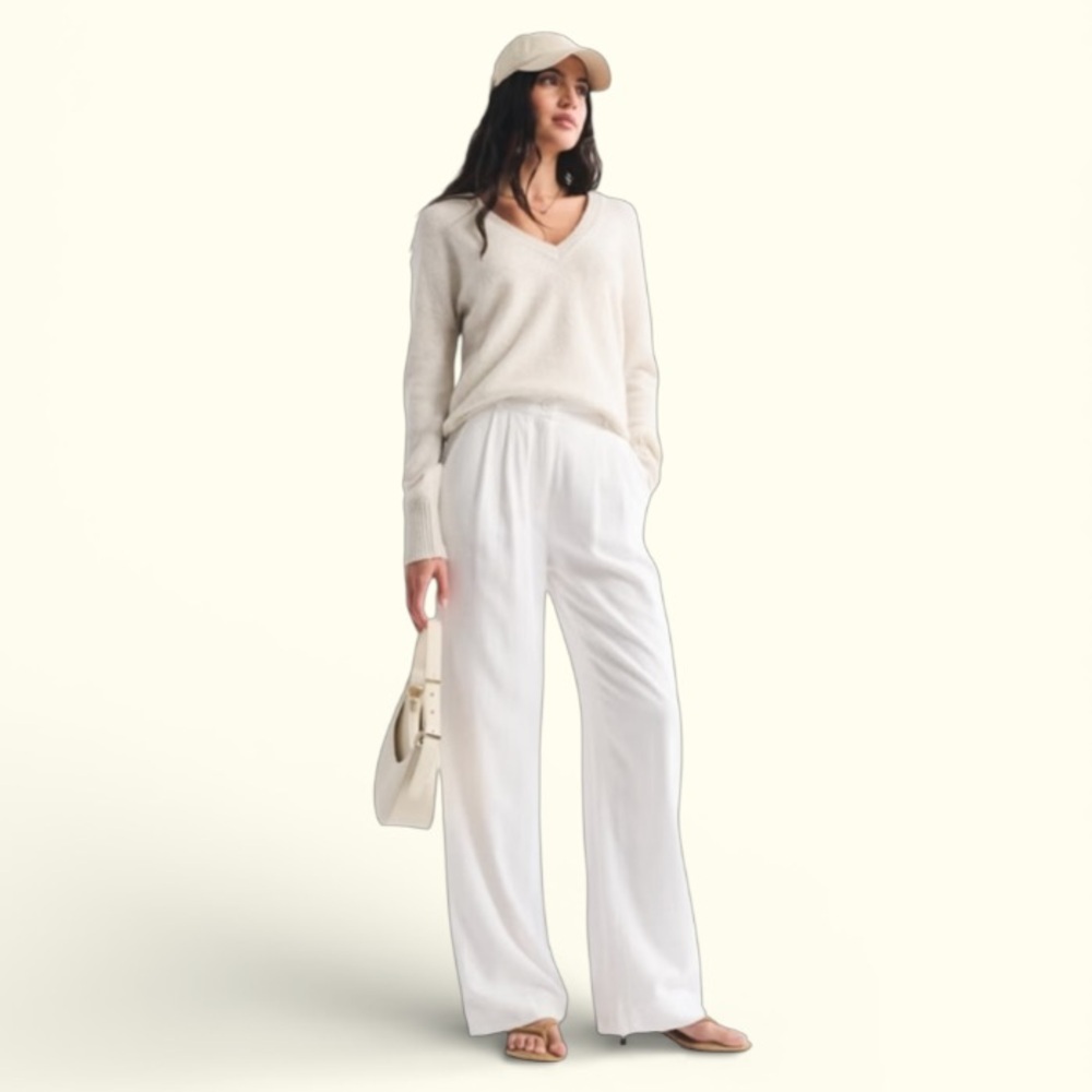 Abercrombie & Fitch Sloane Linen Blend High Waist Wide Leg Size 27